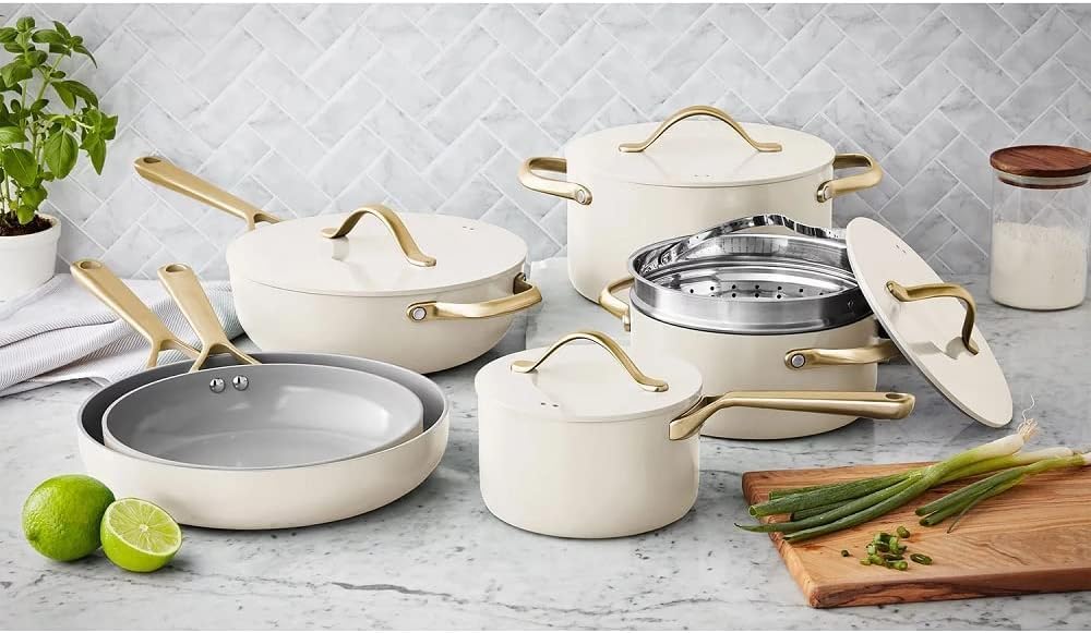 Generic Members Mark 11-Piece Modern Ceramic Cookware Set In Cream 2x3x6