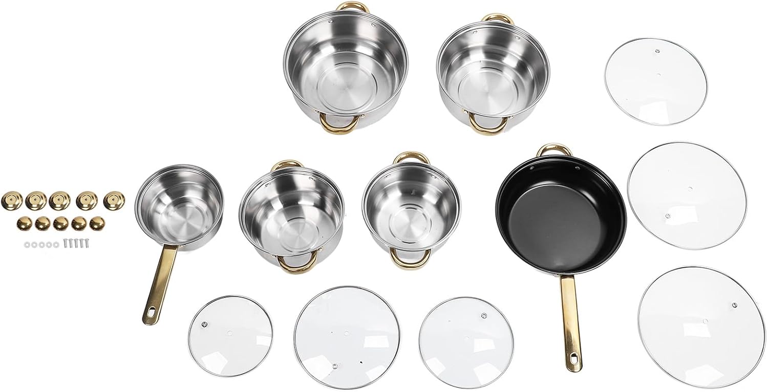Cookware Set. Stainless Steel Rustproof Stick Proof Pan Pot Set for Home Kitchen Restaurant. Multi Functional Kitchen Pot Pan Set for Home (Without Kettle)