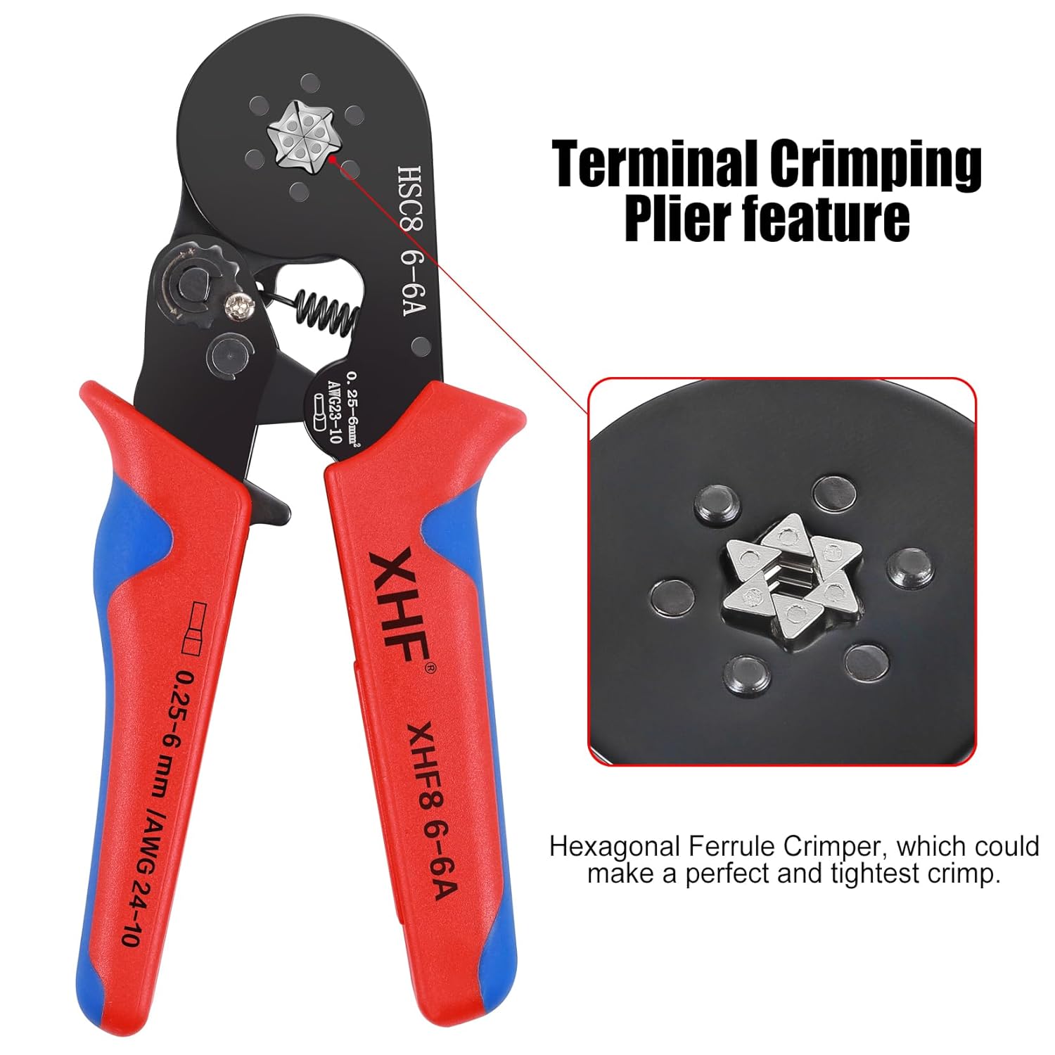 XHF 1700 PCS Ferrule Crimping Tool Kit with Hexagonal Ferrule Crimper Insulated Wire End Ferrules Terminals