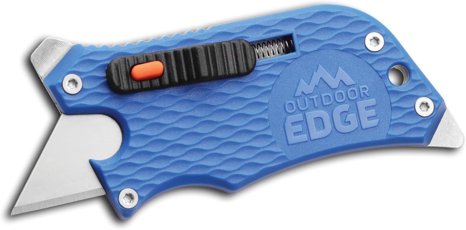Outdoor Edge SlideWinder - Utility Knife Multitool with Standard Replaceable Razor Blade. Screwdrivers. Prybar. Bottle Opener and Pocket Clip with Locking Auto-Retracting Blade