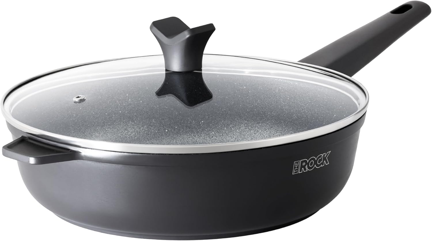 THE ROCK SOHO 4 Qt Nonstick Deep Frying Pan Skillet with Glass Lid. 11 Inch Large Deep Frying Pan. Non Stick Saute Pan – Stay-cool Handle. Induction Compatible. Oven & Dishwasher Safe. Black