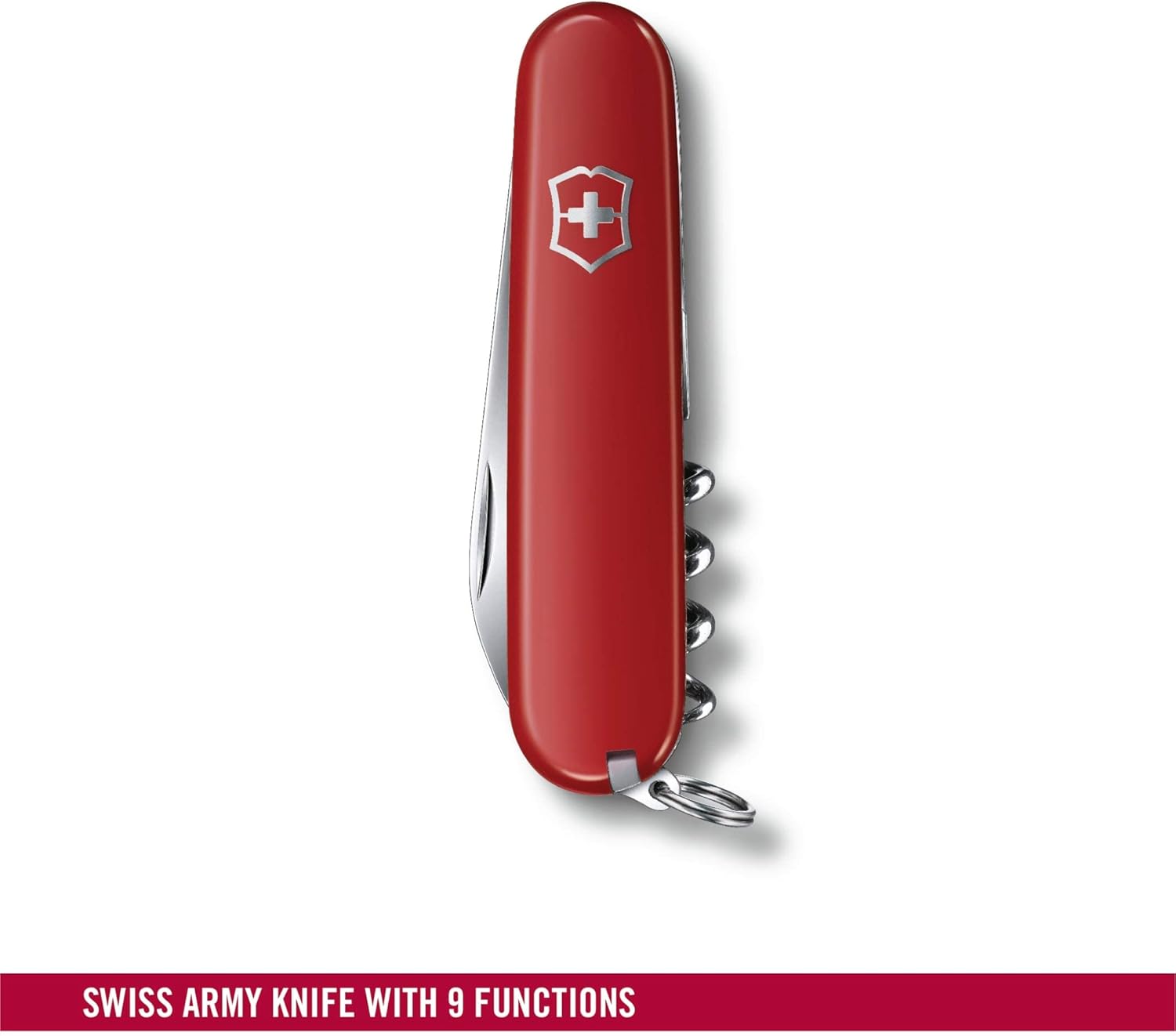 Victorinox Waiter Swiss Army Knife. 9 Function Swiss Made Pocket Knife with Large Blade. Corkscrew and Bottle Opener - Red