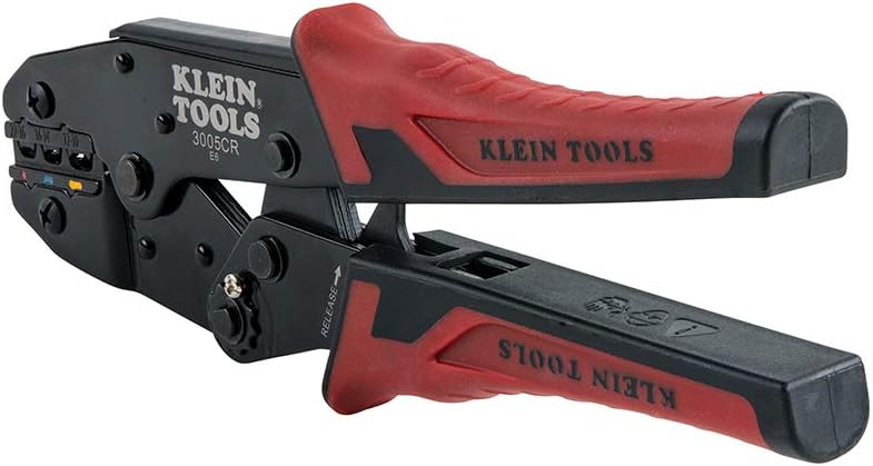 Klein Tools 3005CR Wire Crimper Tool. Ratcheting Insulated Terminal Crimper for 10 to 22 AWG Wire