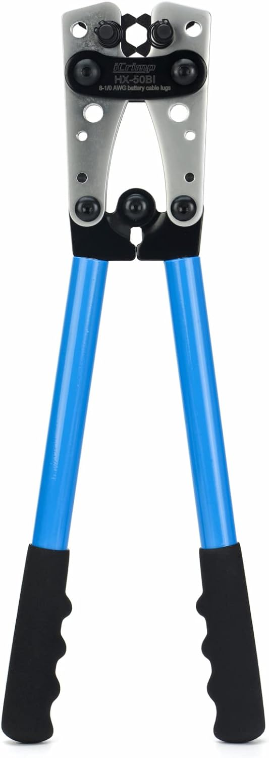 iCrimp Battery Cable Lug Crimping Tool for 8. 6. 4. 2. 1. 1/0 AWG Heavy Duty Wire Lugs. Battery Terminal. Copper Lugs with Wire Shear Cutter