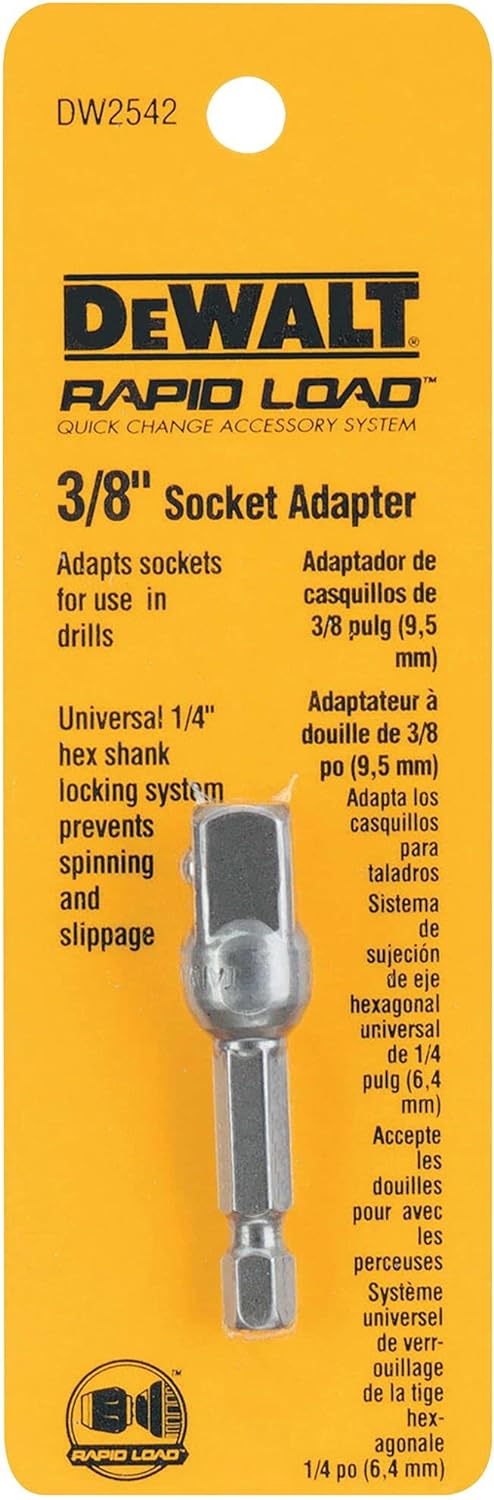 DEWALT DW2542 1/4-Inch Hex Drive to 3/8-Inch Socket Adapter . Silver