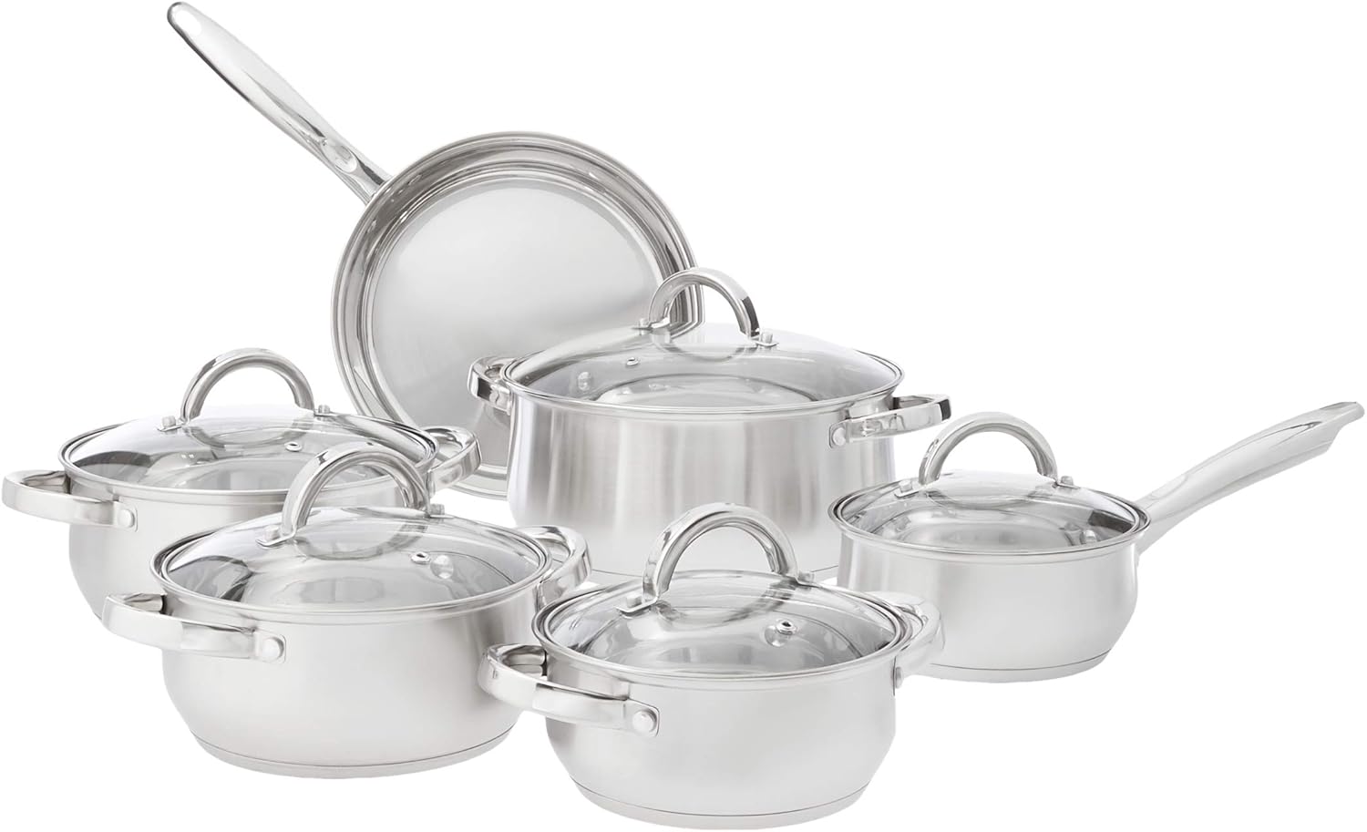 Heim Concept Stainless Steel 12-Piece Cookware Set. Silver