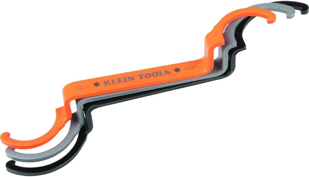 Klein Tools 50901R Conduit Locknut Wrench Set. 1/2. 3/4 and 1-Inch. Straight Compact Alloy Steel Design Tightens and Loosens Locknuts in Tight Spaces. 3-Piece