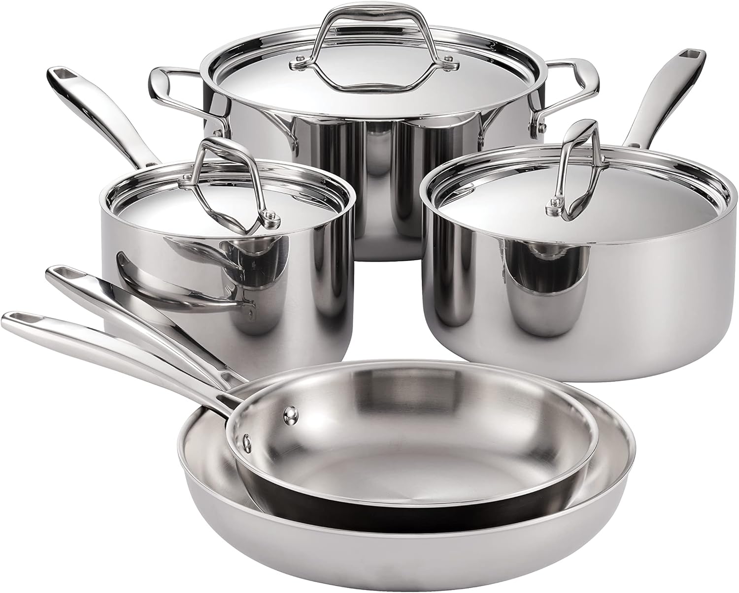 Tramontina 8-Piece Tri-Ply Clad Cookware Set with 12-Inch Professional Nonstick Fry Pan