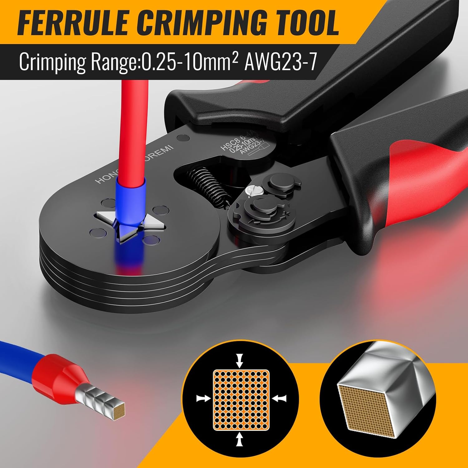 Ferrule Crimping Tool Kit.Wire Ferrule Kit Crimper Connectors .4 corners Self-adjustable AWG23-7 gauge 1800PCS Ferrules Electrical Terminal .Crimpers Tools Pin Terminals Ratchet Pliers for Audio.Car.DIY