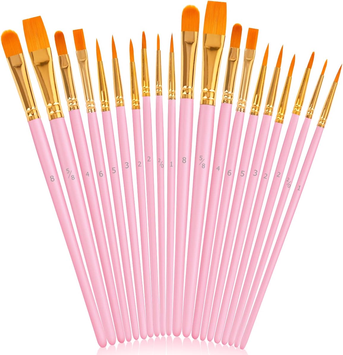 Soucolor Acrylic Paint Brushes Set, 20Pcs Round Pointed Tip Artist Paintbrushes for Acrylic Oil Watercolor Canvases Rock Body Face Nail Miniature Detailing Drawing Art Supplies