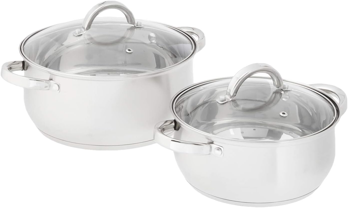 Heim Concept Stainless Steel 12-Piece Cookware Set. Silver