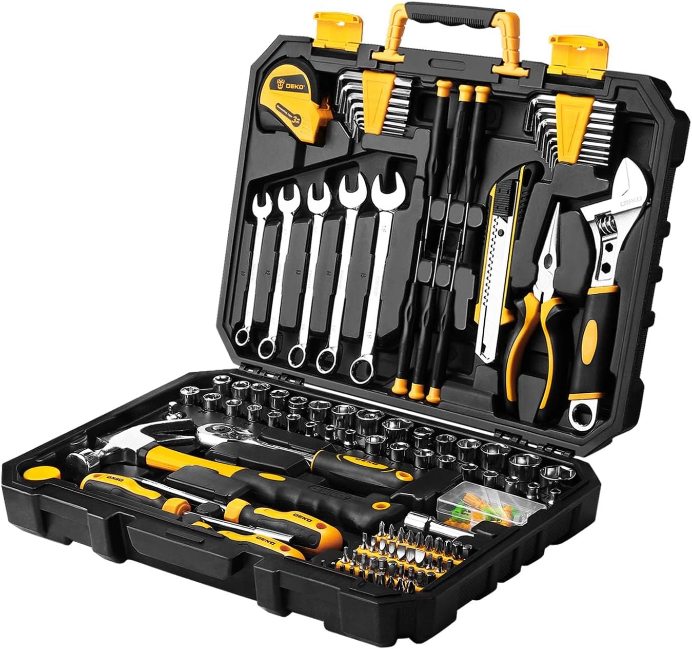 DEKOPRO 158 Piece Tool Set-General Household Hand Tool Kit.Auto Repair Tool Set. with Plastic Toolbox Storage Case