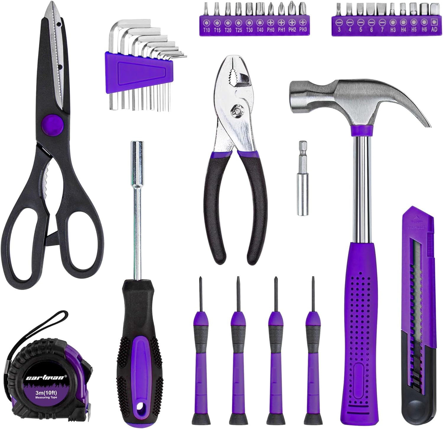 CARTMAN 39-Piece Home Tool Set Kit. Essential Household Hand Tools with Plastic Storage Case