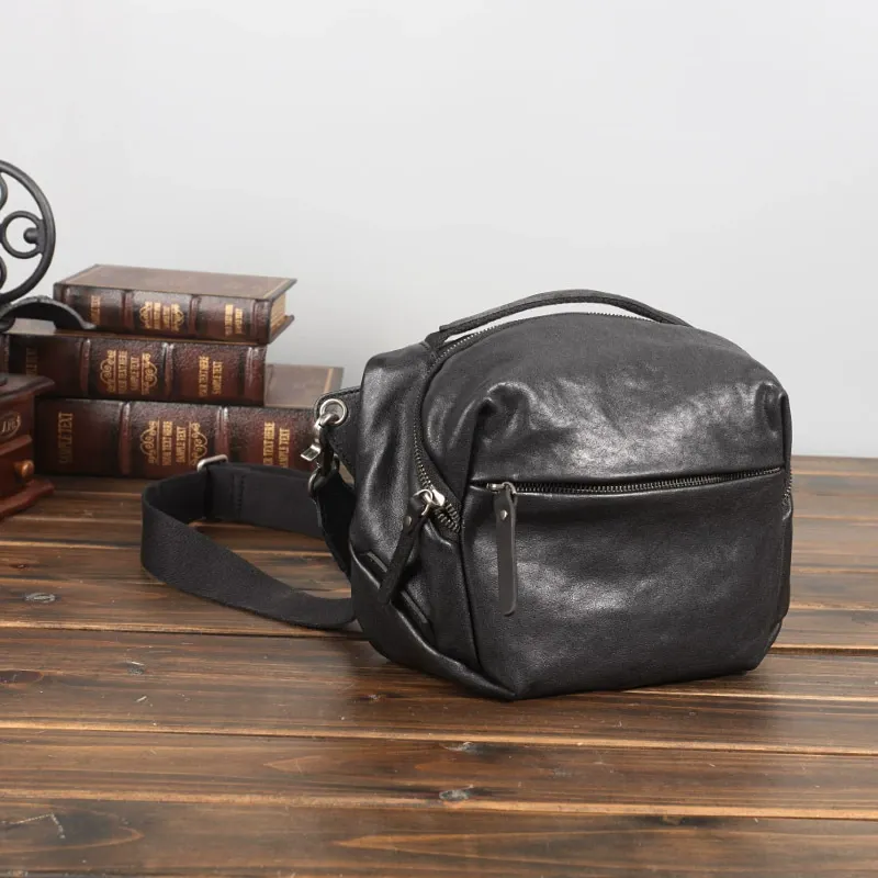 Vintage Crazy Horse Leather Small Crossbody Shoulder Bag