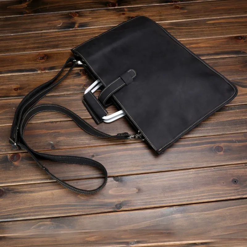 Vintage Full-Grain Leather Laptop Messenger Sleeve