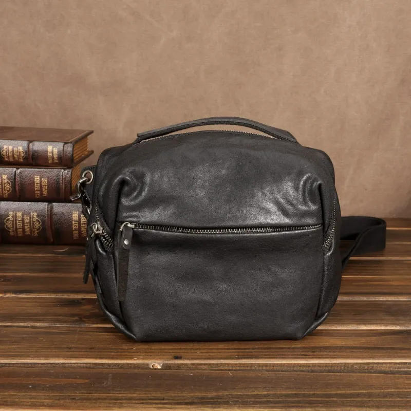 Vintage Crazy Horse Leather Small Crossbody Shoulder Bag