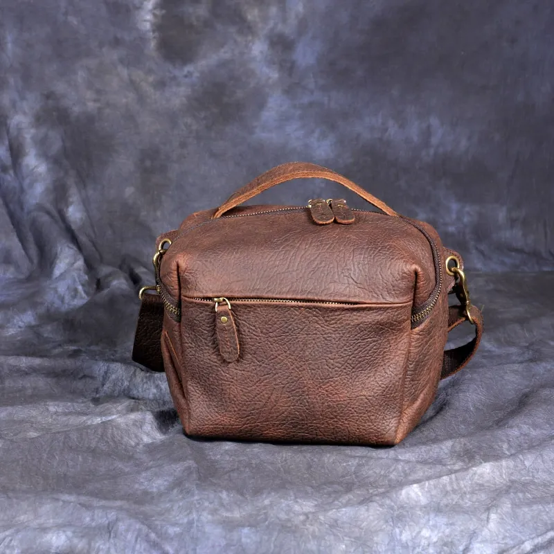 Vintage Crazy Horse Brown Leather Small Shoulder Bag