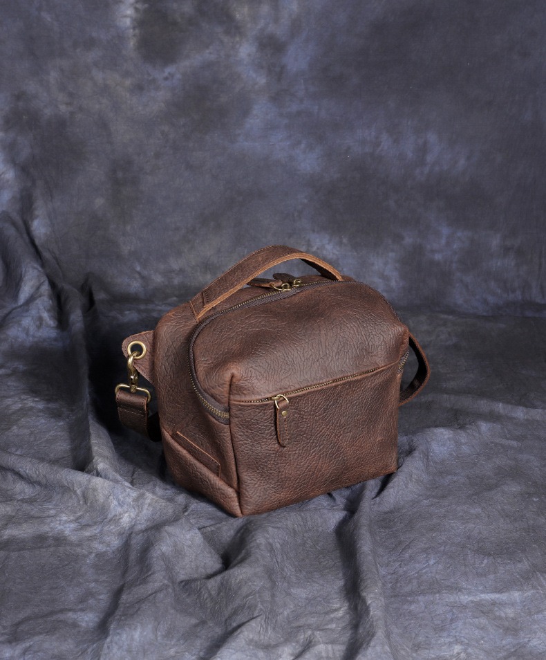 Vintage Crazy Horse Brown Leather Small Shoulder Bag