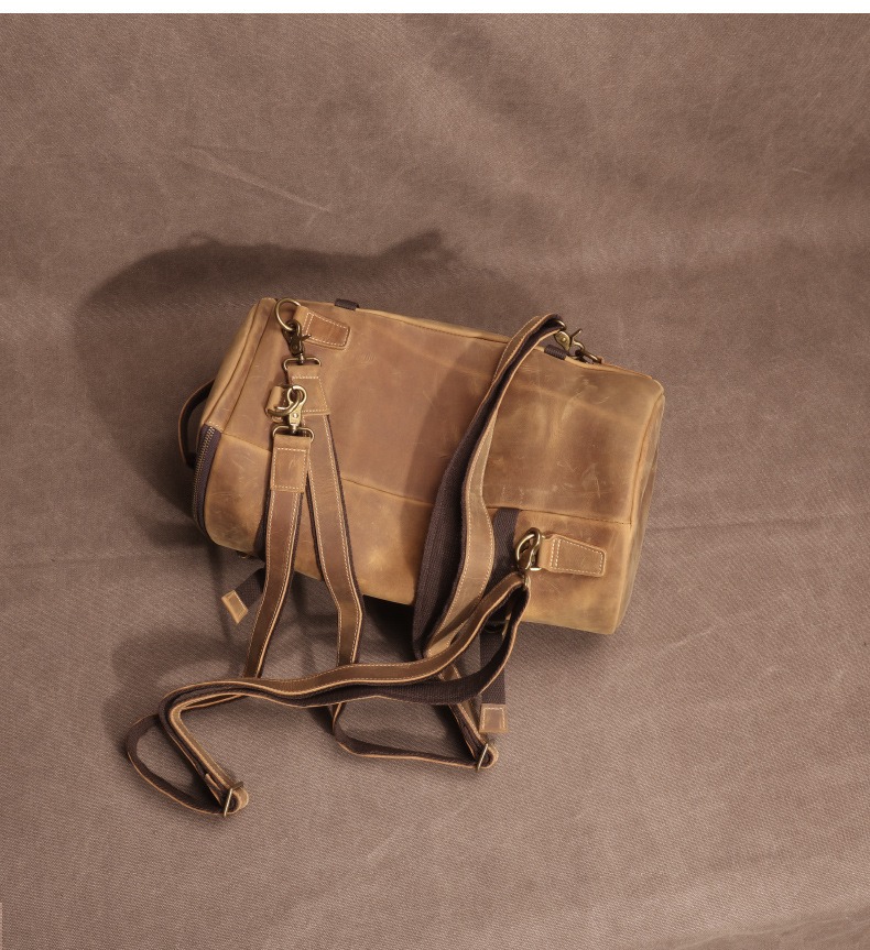 Vintage Leather Cylinder Duffle Bag