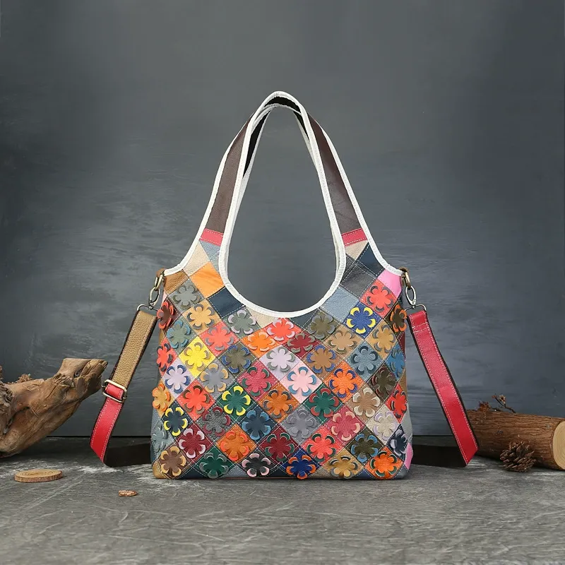 Handcrafted Multicolor Patchwork Leather Tote Bag