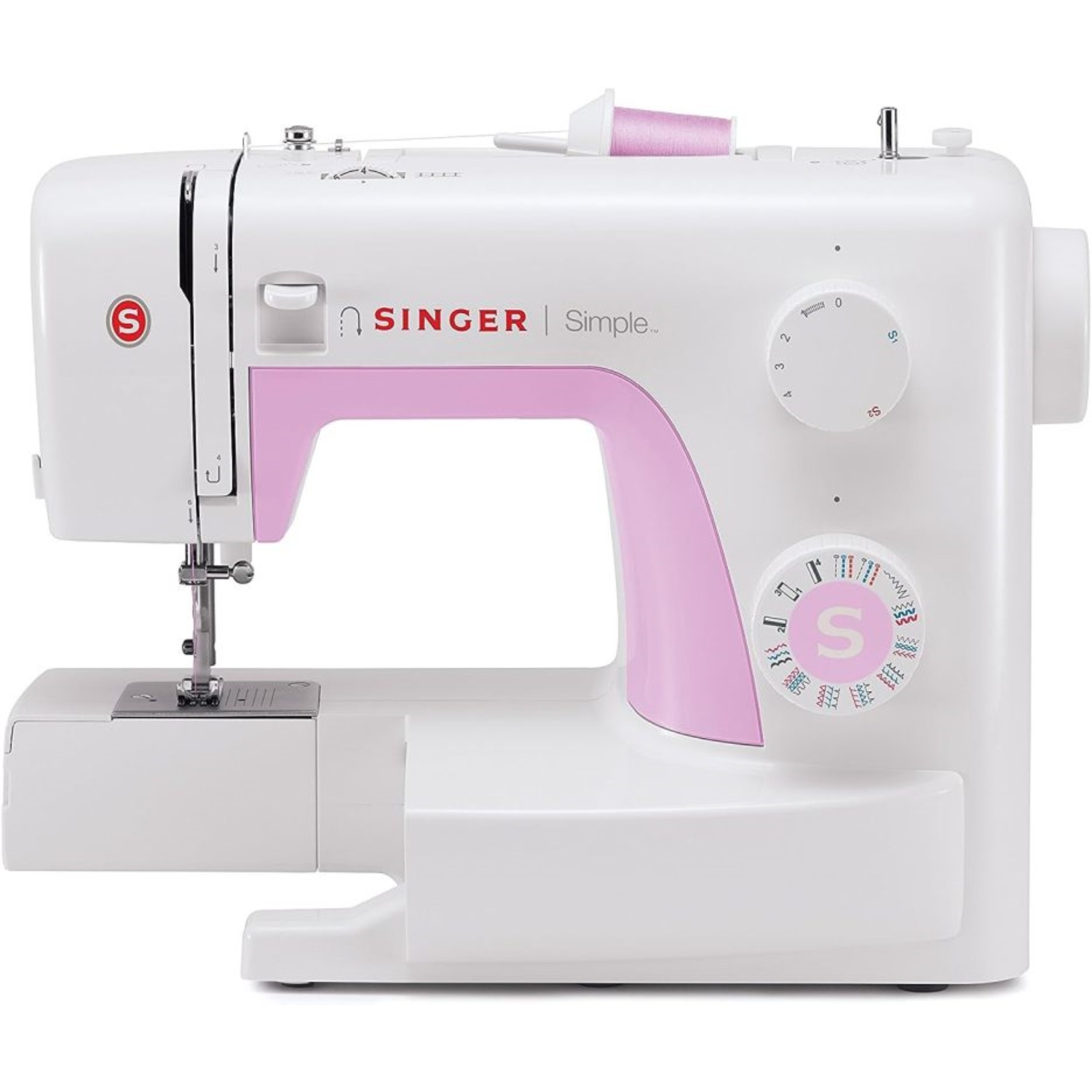 SINGER Simple 3223 sewing machine, pink/white