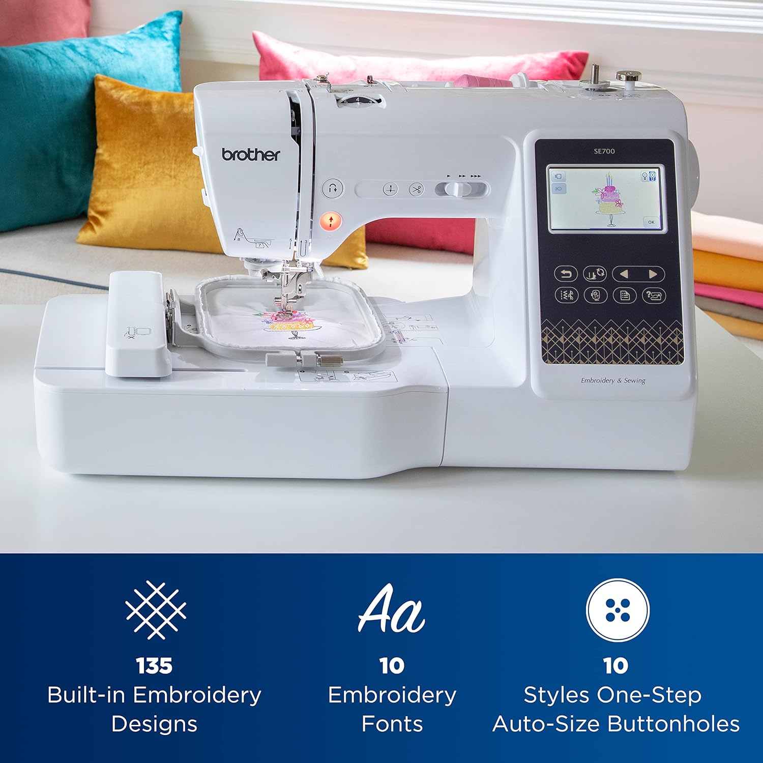 Brother SE700 Sewing and Embroidery Machine, Wireless LAN Connected, 135 Built-in Designs, 103 Built-in Stitches, Computerized, 4