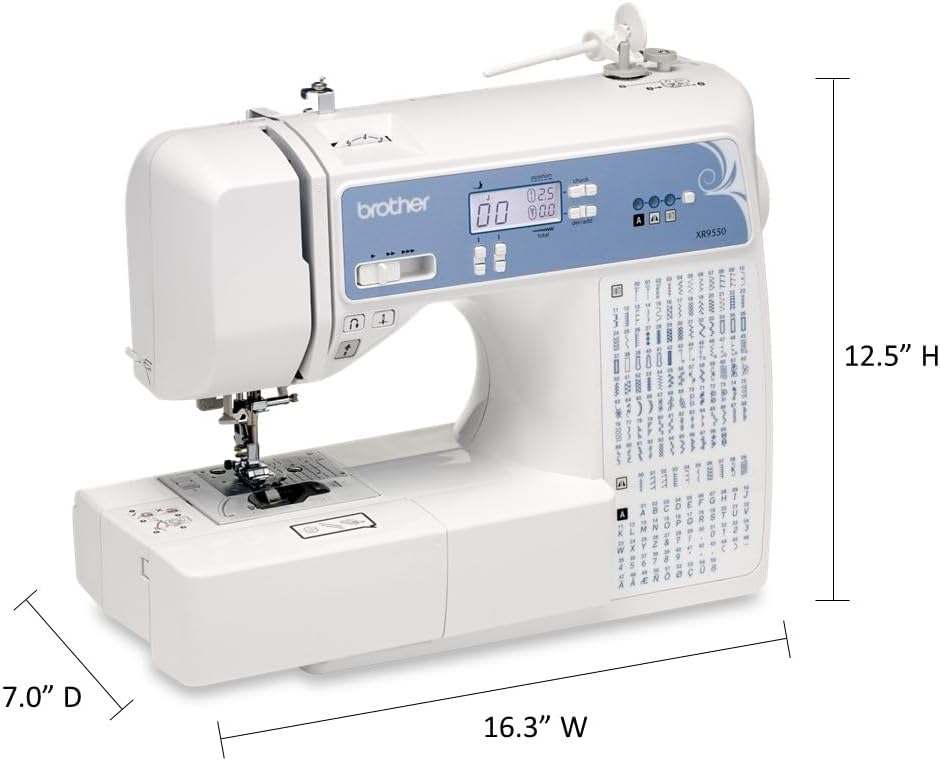 Brother Sewing and Quilting Machine, Computerized, 165 Built-in Stitches, LCD Display, Wide Table, 8 Included Presser Feet, White, 20x12x17