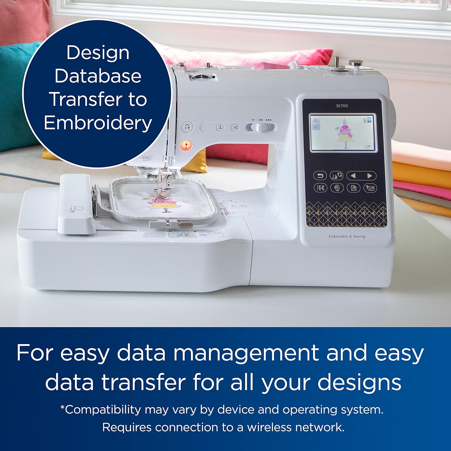 Brother SE700 Sewing and Embroidery Machine, Wireless LAN Connected, 135 Built-in Designs, 103 Built-in Stitches, Computerized, 4