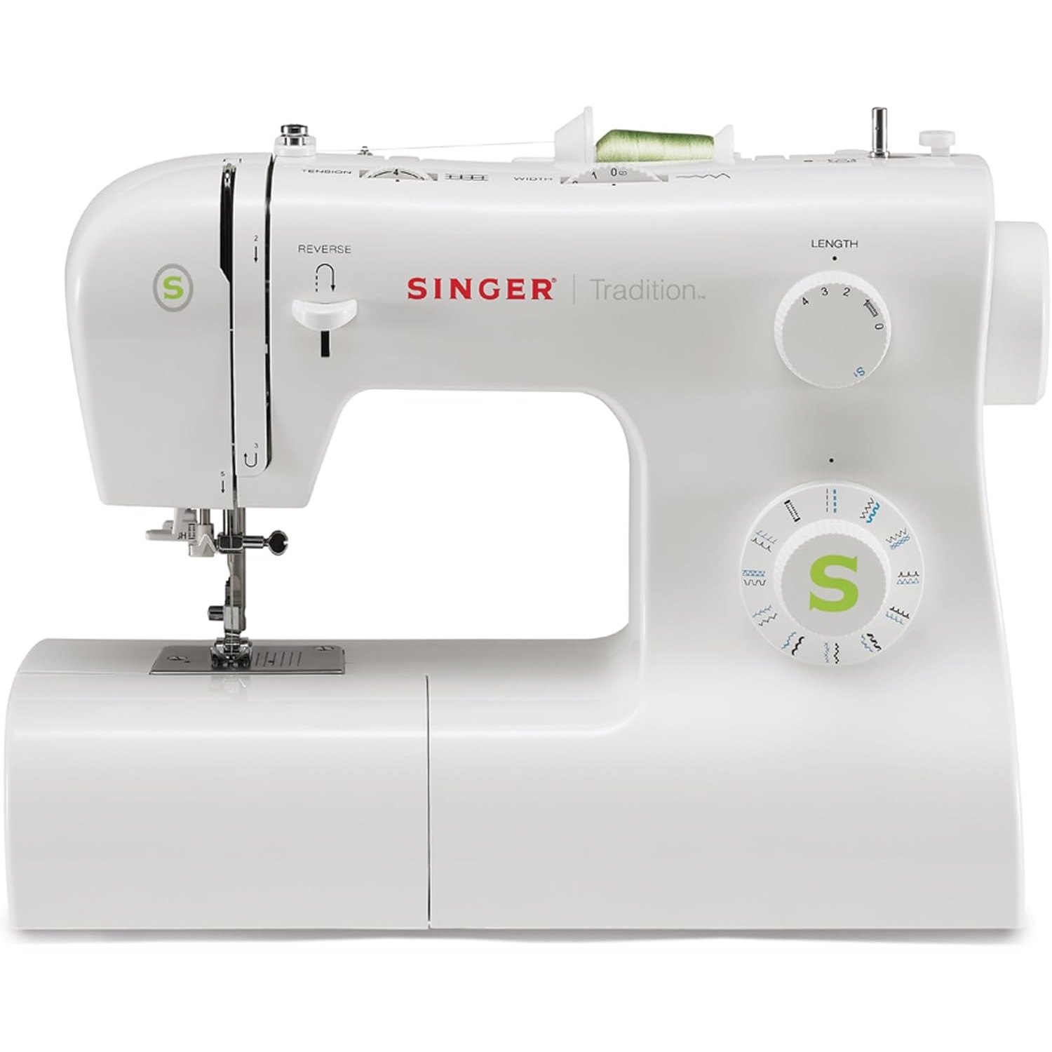 SINGER Tradition 2277 Sewing Machine with Automatic Needle Threader | 97 Stitch Applications, 1-Step Buttonhole, Adjustable Stitch Length & Width & Heavy-Duty Metal Frame (White)