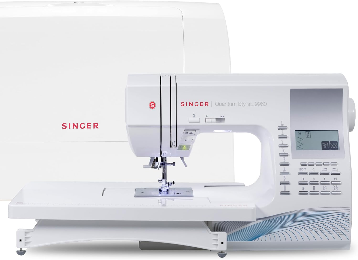 SINGER Quantum Stylist 9960 Computerized Sewing & Quilting Machine with Extension Table, Hard Case & Accessories | 600 Stitches, Lettering, LED Light, 1-Step Buttonhole & High-End Touch Controls