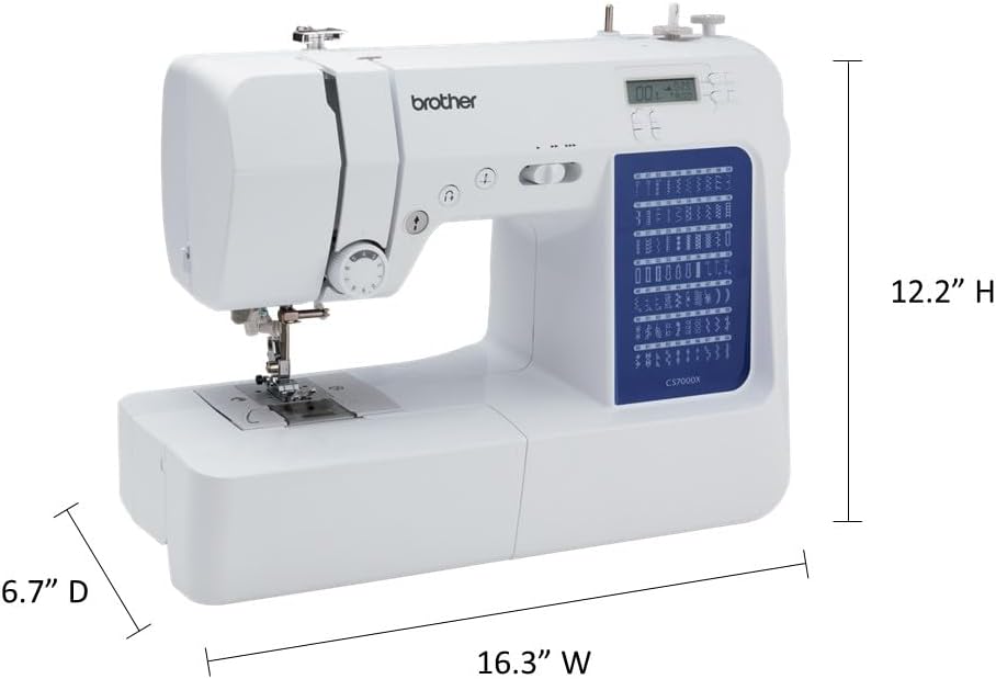 Brother CS7000X Computerized Sewing and Quilting Machine, 70 Built-in Stitches, LCD Display, Wide Table, 10 Included Feet, White