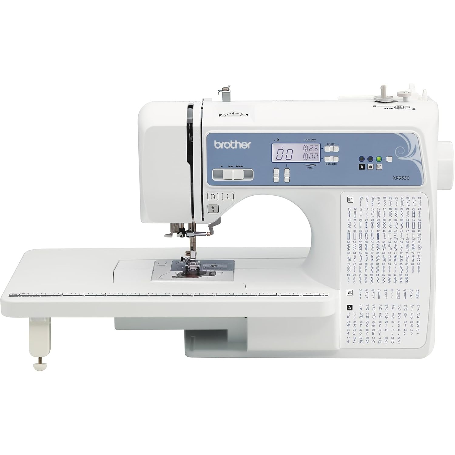 Brother Sewing and Quilting Machine, Computerized, 165 Built-in Stitches, LCD Display, Wide Table, 8 Included Presser Feet, White, 20x12x17