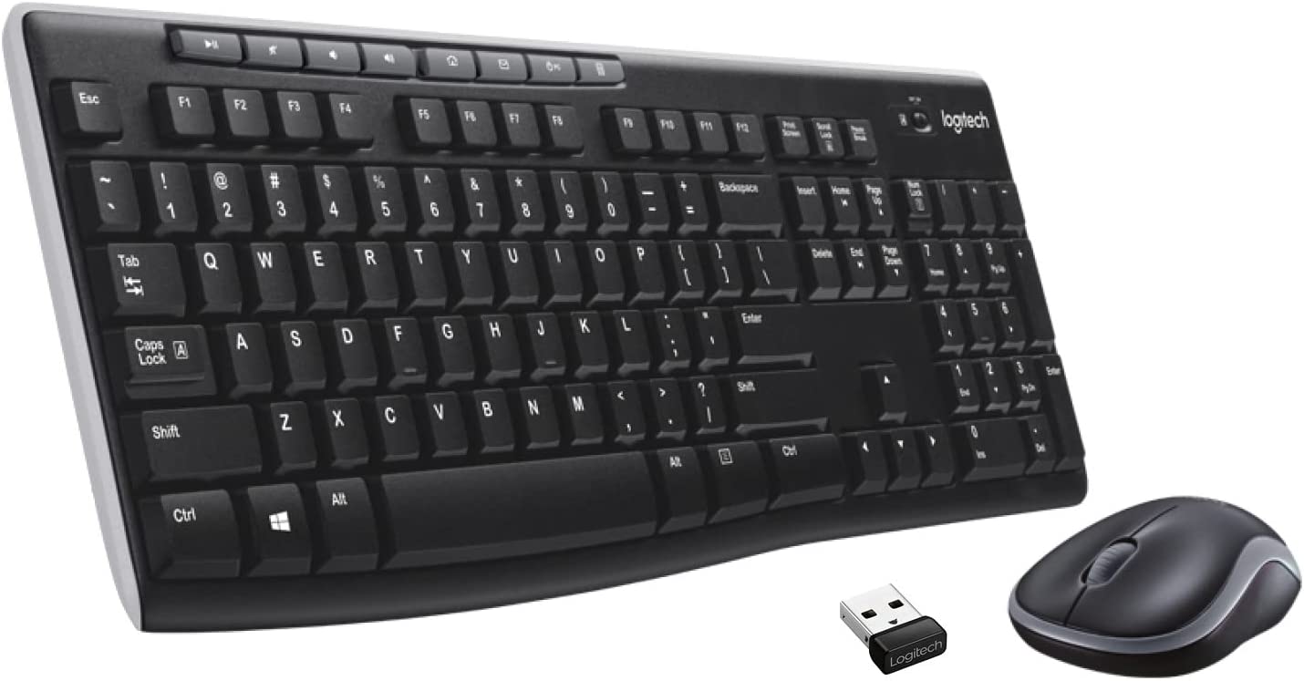 JBLLogitech MK270 Wireless Keyboard And Mouse Combo For Windows, 2.4 GHz Wireless, Compact Mouse, 8 Multimedia And Shortcut Keys, For PC, Laptop - Black