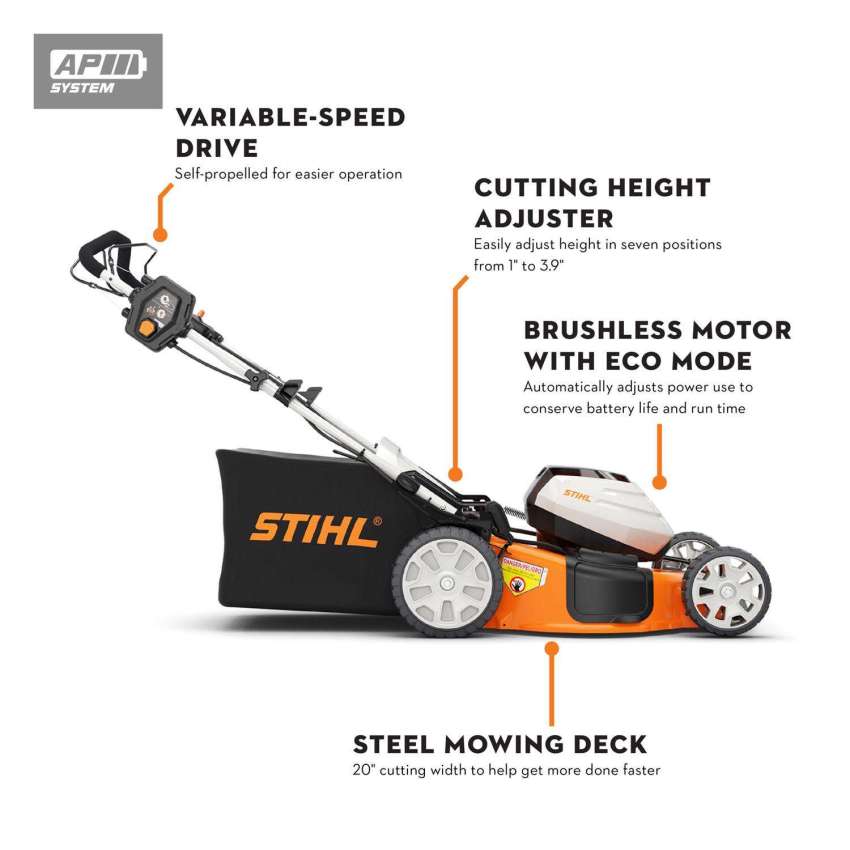 STIHL RMA 510 V 21 in. 36 V Battery Self-Propelled Lawn Mower Kit (Battery & Charger)