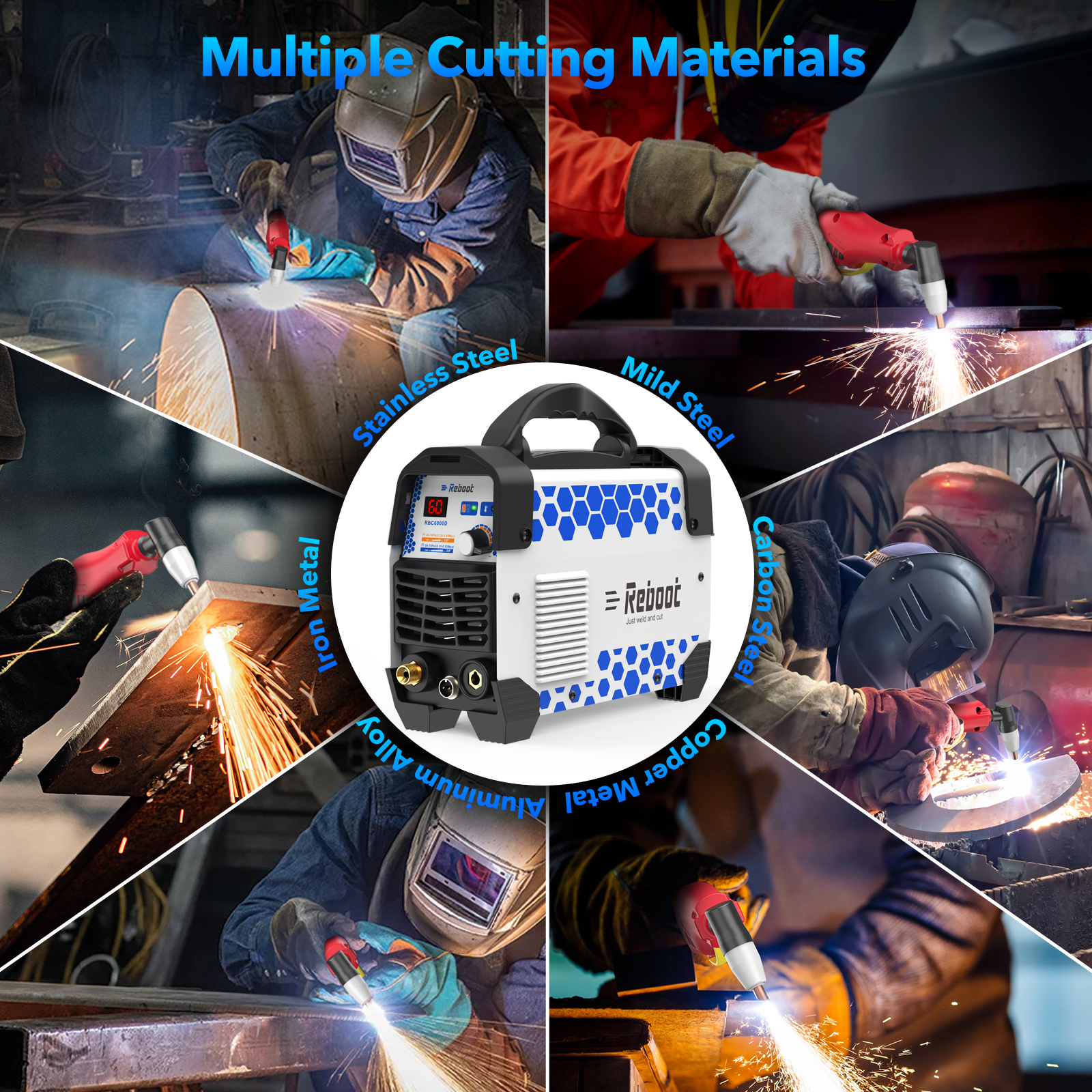 Reboot 60A Plasma Cutter Dual Voltage 120V/240V, 1/2