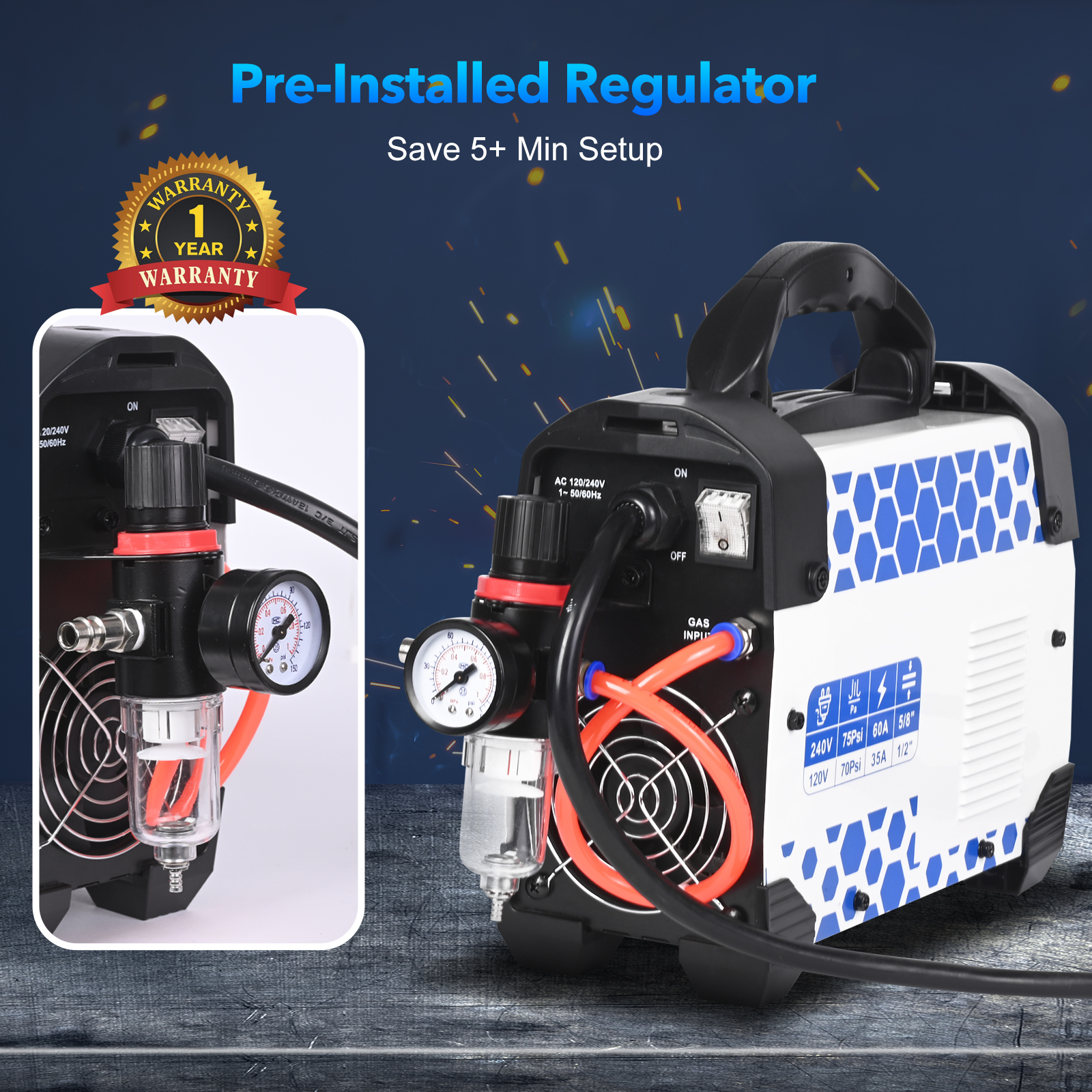 Reboot Plasma Cutter, 2025 Upgraded 60Amps Portable IGBT Inverter, 1/2 Inch Clean Cut for DIY and Small Business Projects