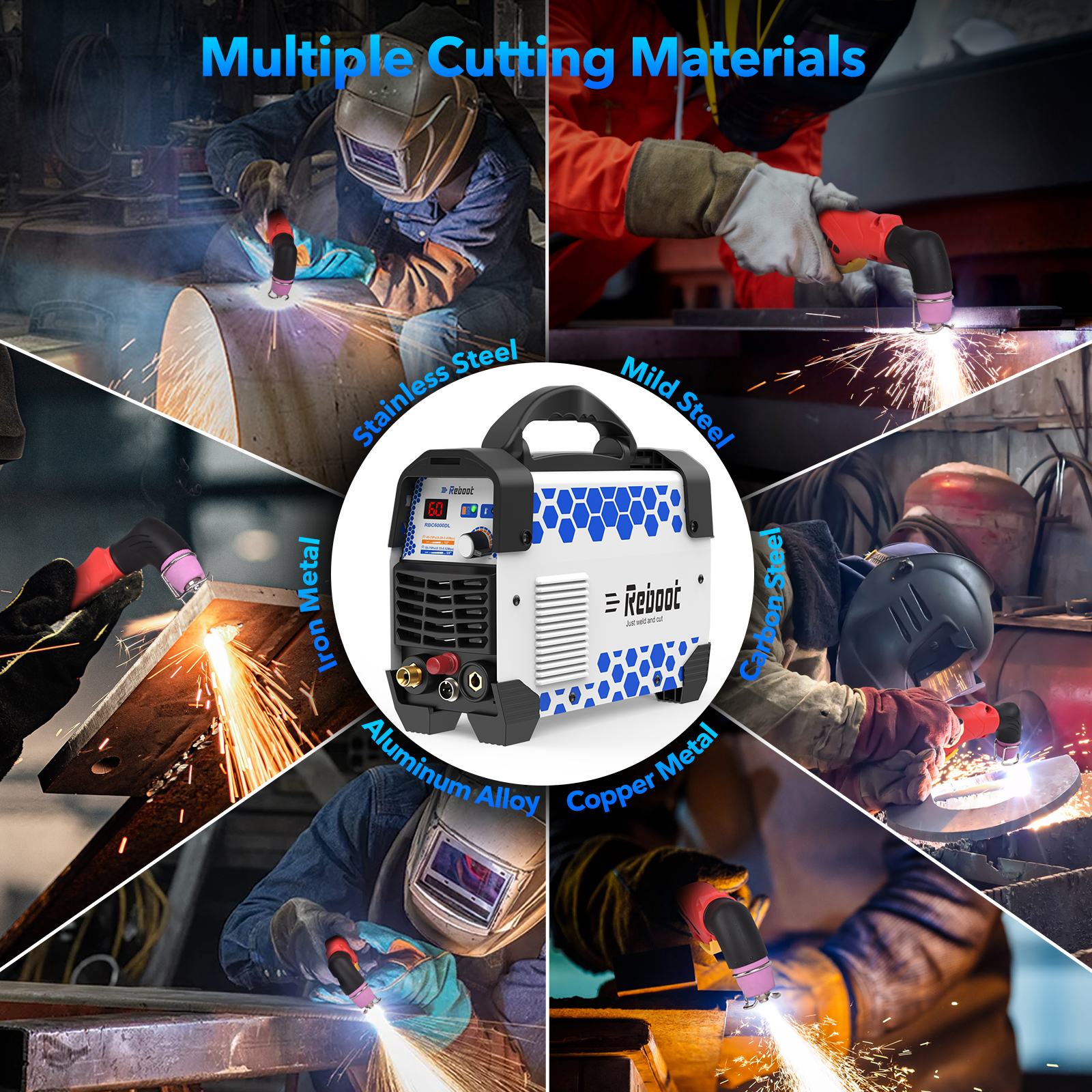 Reboot Plasma Cutter, 2025 Upgraded 60Amps Portable IGBT Inverter, 1/2 Inch Clean Cut for DIY and Small Business Projects