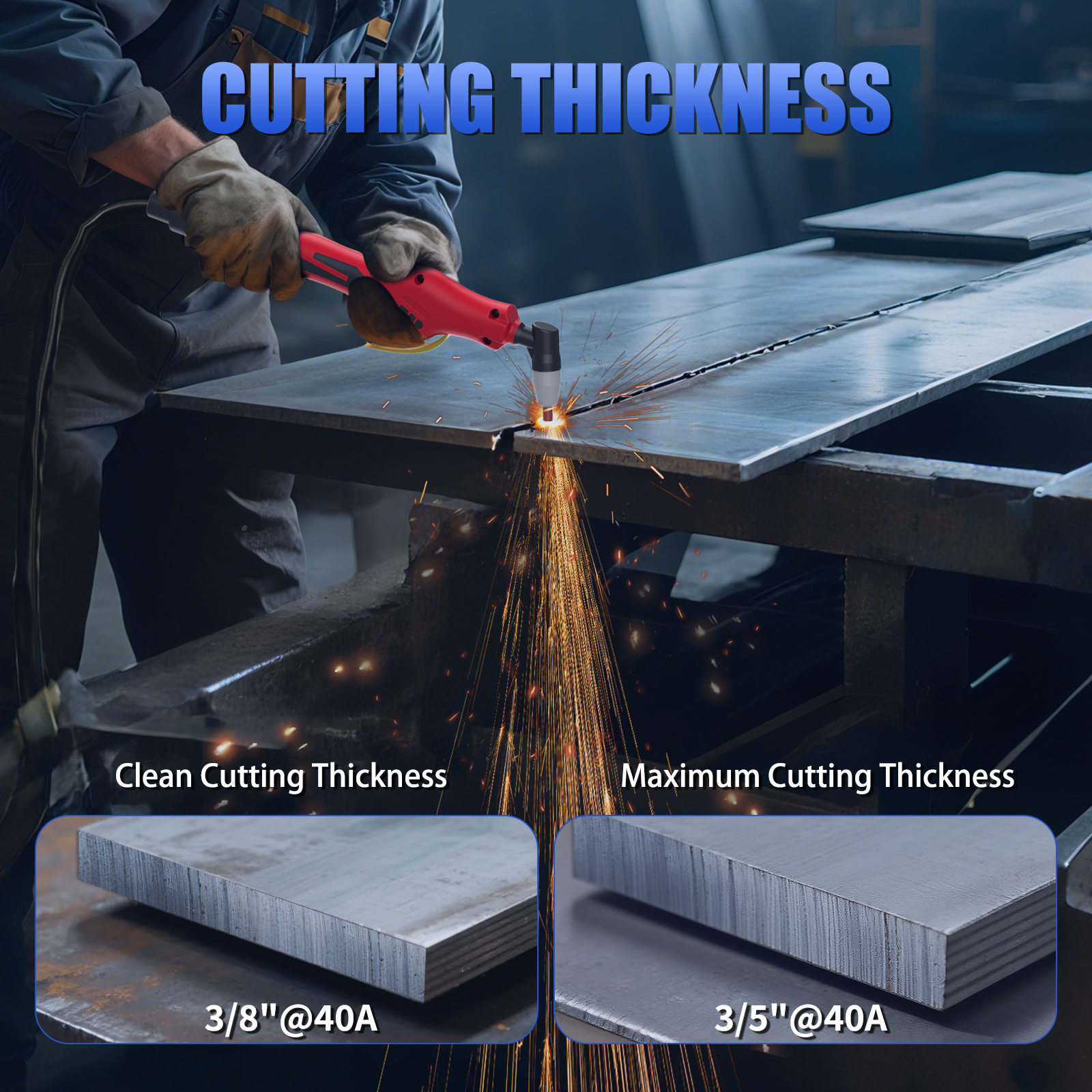 Reboot Plasma Cutter With Built In Air Compressor 40A 120V IGBT Inverter Digital Cutting Machine, 3/8 Inch Clean Cut And 3/5 Inch Max Cut High Frequency