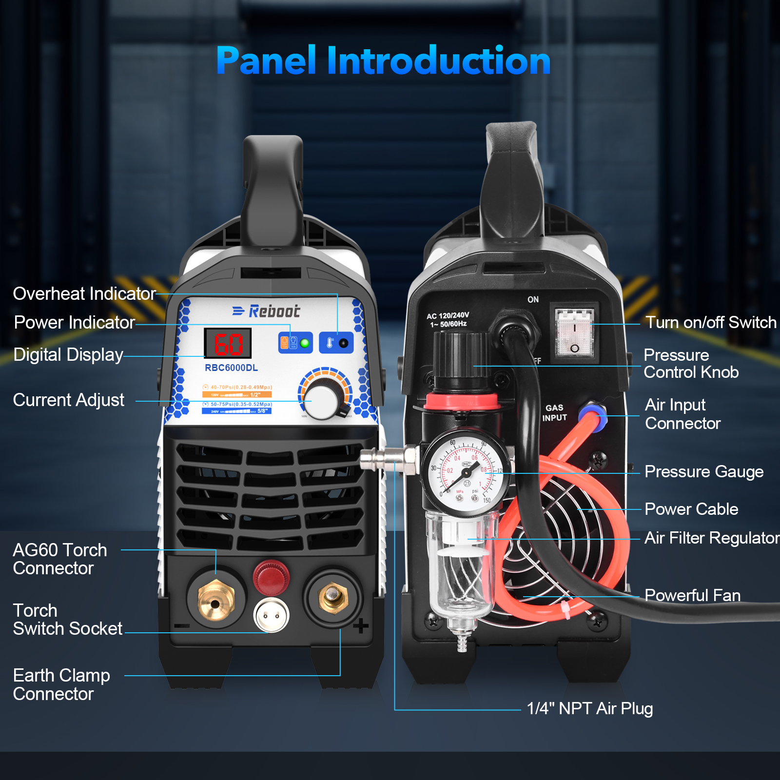 Reboot Plasma Cutter, 2025 Upgraded 60Amps Portable IGBT Inverter, 1/2 Inch Clean Cut for DIY and Small Business Projects