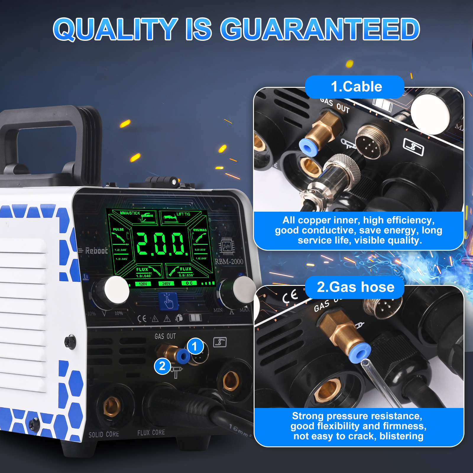 Reboot RBM2000 5-in-1 Welder 120V/240V with Spool Gun - 2025 Upgrade Complete Kit for Aluminum Welding, Steel, Metal Finishing, MIG, Flux Core, Lift TIG, Stick Welding Machine