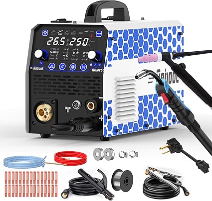 250Amp MIG Welder TIG Torch Included 120V/240V RBM2500 PRO, 8-in-1 Multiprocess Welding Machine with Dual Aluminum Welding Modes Gas MIG/Gasless Flux Core/MAG/Lift TIG/Stick/Spot/Spool Gun Reboot