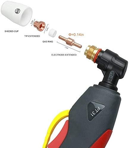 Reboot Plasma Cutter Torch 40A PT31 16FT, Heavy Duty Duty Cycle Cutting & 50A Capacity, Compatible with PT31, JG-40, WSD-LG40, and Models like LGK40, CUT40.