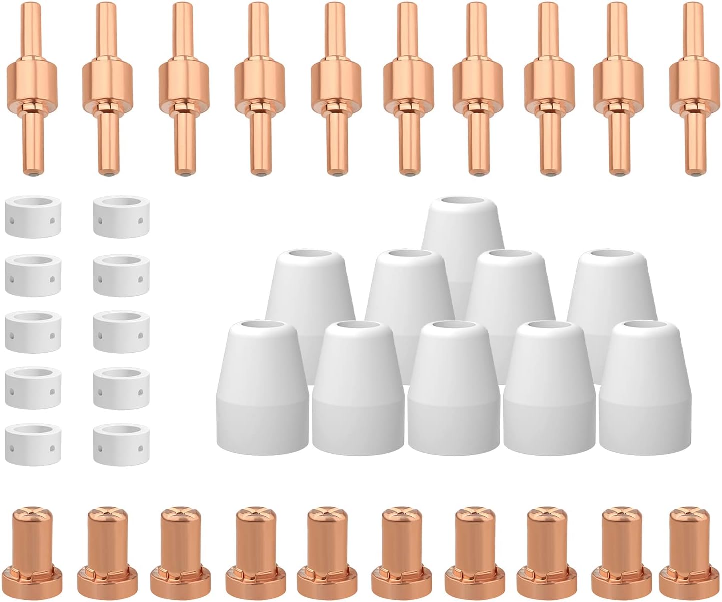 Plasma Cutter Consumables fits CUT40 CUT50 with Plasma Cutter Torch PT31 LG40 for RBC-4000/4500/5000D 40 PCS Nozzle Electrode Extended Long Tip Shroud Shield Cup