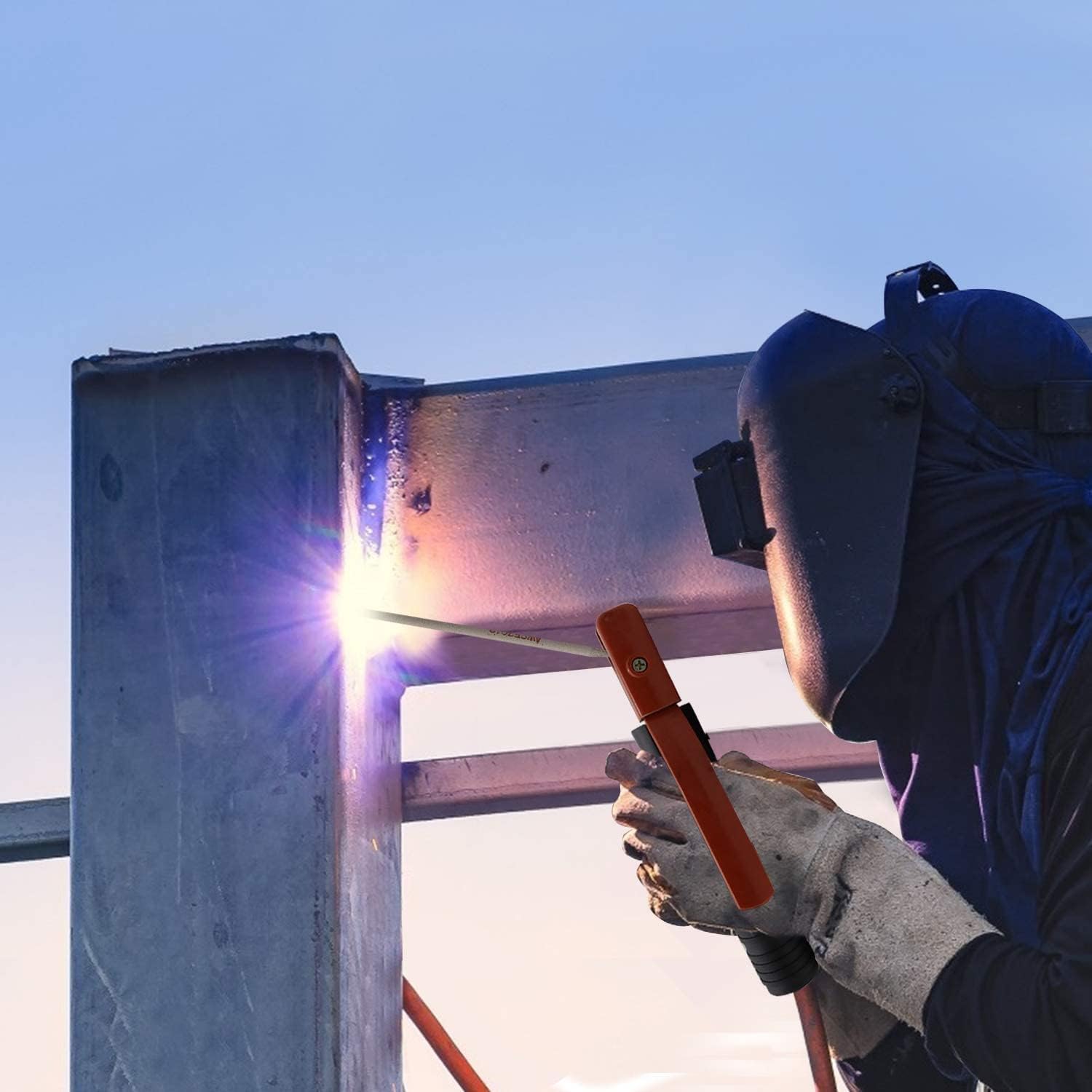 Reboot Welding Electrode Holder 300AMP, Copper Heavy Duty Clamp with Fixed Jaws for ARC Welding Machine (American Designed)