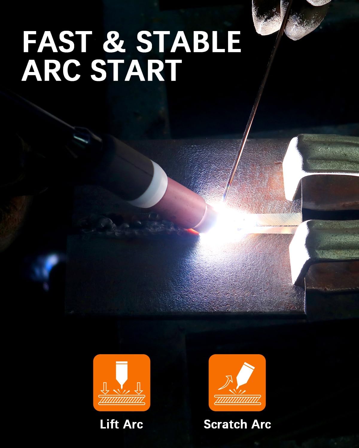 TIG Welding Torch, WP-17FV Argon Air Cooled Lift TIG Torch, 150Amp 10-25mm Connector (WP17V-2025)