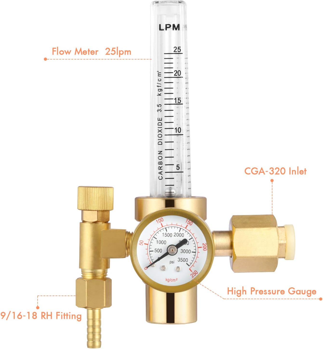 Reboot CO2 Gas Regulator Full Copper Flowmeter Mig Welding Gas Regulator Valves Welding Accessory for Mig Tig Welding Machine