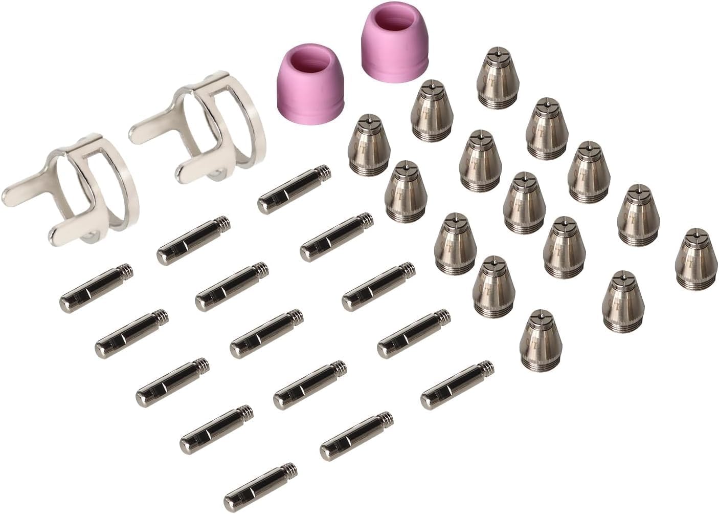 Plasma Cutter Consumables Non-Touch AG60 Torch Contact Tips 34 PCS Long-Term Plasma Accessories Red Copper Extended Long Tip Electrode Nozzles for AG-60/SG55/WSD60 Plasma Cutter Torch Pilot Arc