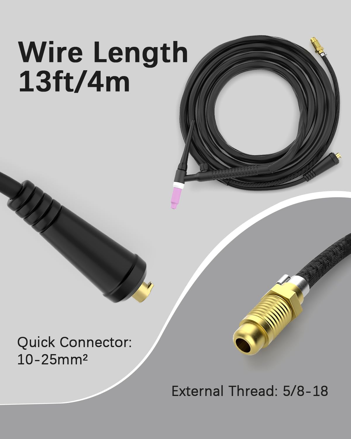 TIG Welding Torch, WP-17FV Argon Air Cooled Lift TIG Torch, 150Amp 10-25mm Connector (WP17V-2025)