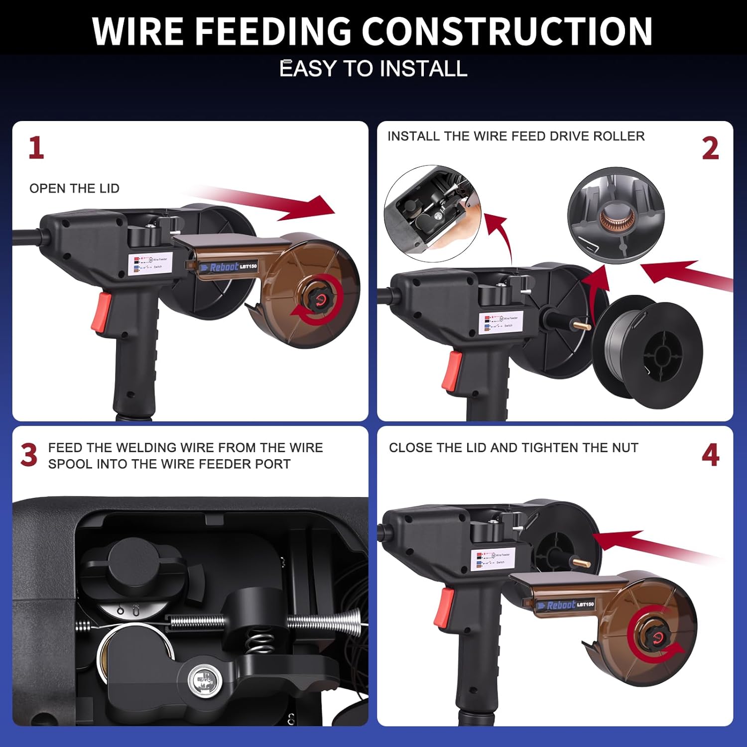 Reboot MIG Welder Spool Gun 13ft LBT150,150Amp MIG Aluminum Welding Torch Works for RBM2500 PRO only