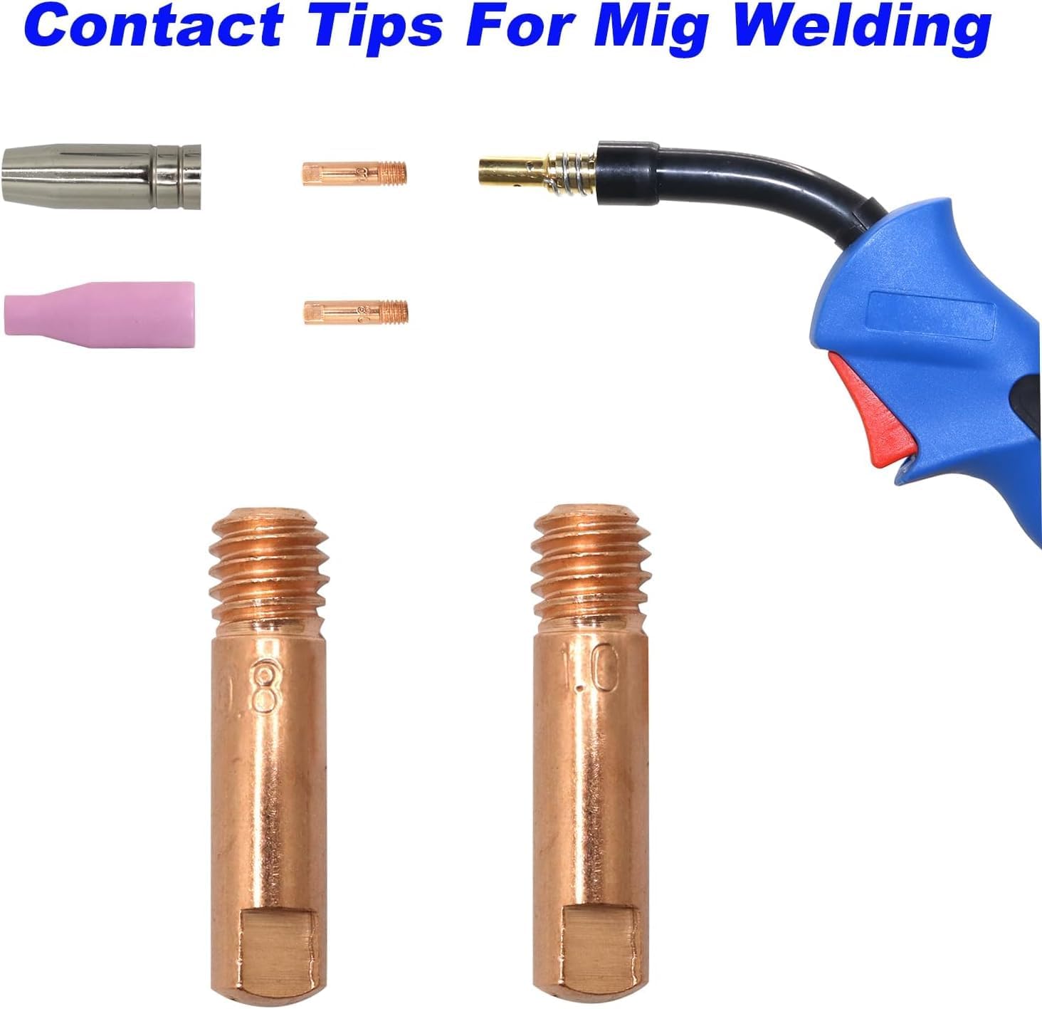 Reboot Mig Welder Consumable Set Mig Torch Contact Tips Gas Nozzles for .030'' 0.8/1.0mm MB15 15AK Accessories 42PCS Welding Torch Accessories